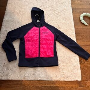 Marmot Kids Fuchsia and Navy Puffer Jacket